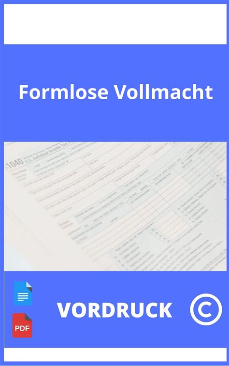 formlose vollmacht vordruck.